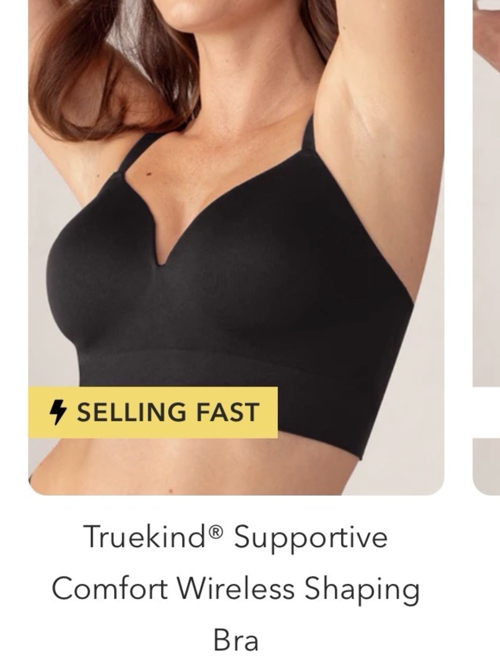 Plus size bra. Black Smoothing wireless Supportive Comfort Shaping by Truekind.